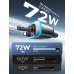 Rolgno Einziehbares Auto Ladegerät, [4 Port Schnellladegerät Auto] 72W Zigarettenanzünder USB C Adapter, PD30W & QC3.0 KFZ Ladegerät, 65CM Doppelkabel Car Charger, Ladekabel Auto für iPhone/Galaxy usw