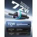 Rolgno Retractable Car Charger, [4-Port Fast Charging] 72W Cigarette Lighter USB C Charge, PD30W & QC3.0 Car Charger Adapter, 25.6in Dual Cables, USB Socket Car Phone Charger for iPhone/Galaxy/iPad