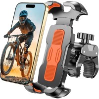 Rolgno Bike Phone Holder, [Quick Release & 360° Rotation] Motorbike Phone Mount, Secure Lock Motorcycle Phone Holder for 4.7""-6.9"" Phones, Universal Handlebar Phone Mount for Bicycle/Moped/Scooter(Orange)