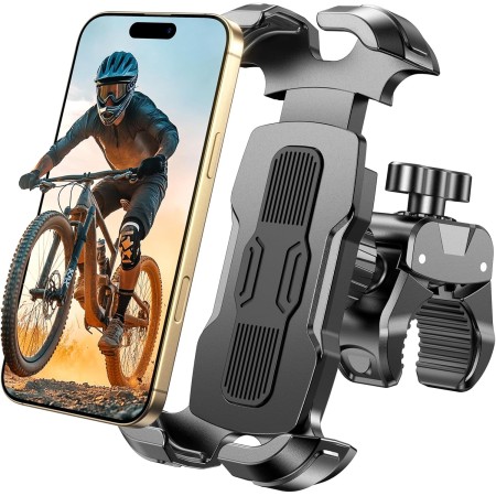 Rolgno Handyhalterung Fahrrad, [Schnell-Auslöse & 360° Drehbar] Handyhalterung Motorrad, Sicherer Schloss Handyhalter Fahrrad, Universaler Rahmen Bike Phone Holder für 4,7""-6,9"" Handys, Schwarz