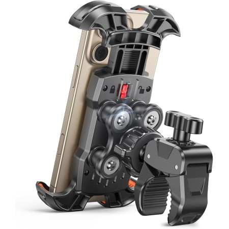 Rolgno Handyhalterung Fahrrad, [Neueste Vibrationsgedämpft] Handyhalterung Motorrad Rahmen, [Ohne Werkzeug] Handyhalter Motorrad mit Sicherheitsschloss, Kompatibel mit iPhone, 4,7-6,9"" Handys, Orange