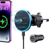 Rolgno MagSafe Autohalterung Ladegerät, Handyhalterung Auto mit Ladefunktion, [Auto-Alignment Schnellladung] Magnet Autohalterung Kompatibel mit iPhone 17/16/15 Serie (QC3.0 Autoladegerät Inklusive)