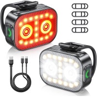 Rolgno Super Bright Bike Lights, Ultra-Slim & Lightweight Rechargeable Bike Lights Front and Back, [5+6 Modes] Dual USB-C Bike Light Set, IP65 Waterproof Bicycle Lights Road Mountain Cycling
