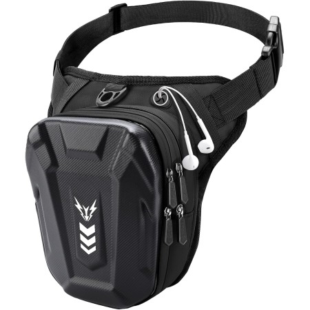 Rolgno Beintasche Motorrad, Bauchtasche Gürteltasche Herren Damen, [Erweiterter Stauraum] Oberschenkeltasche, Reflektierende Streifen & Verstellbarer Beinriemen Rucksäcke Taschen für Radfahren Wandern, Köpertextur