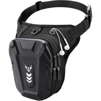 Rolgno Drop Leg Bag, [Expandable Storage] Motorcycle Leg Bag, EVA Hardshell Durable Hiking Waist Pack, Reflective Strip & Adjustable Strap, Hip Pouch for Men Women Cycling Running Traveling, Diagonal Texture