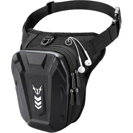 Rolgno Drop Leg Bag, [Expandable Storage] Motorcycle Leg Bag, EVA Hardshell Durable Hiking Waist Pack, Reflective Strip & Adjustable Strap, Hip Pouch for Men Women Cycling Running Traveling, Diagonal Texture