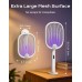  Rolgno 4000V Electric Fly Zapper, 180° Foldable Electric Fly Swatter with Auto UV Light & Manual Mode, 1800mAh USB-C Rechargeable, 5-Layer Safety Mesh, Bug Zapper Mosquito Killer for Indoor Outdoor
